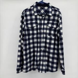 Men’s XL Eddie Bauer Fleece Flannel Button Up Shirt Jacket Plaid Blue